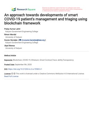 PDF Document Cover - Smart COVID-19 Patient Management and Triaging Using Blockchain Framework